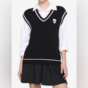 Thorn & Fable Skull Tie Twofer Girls Sweater Vest Shirt Hot Topic Size Medium